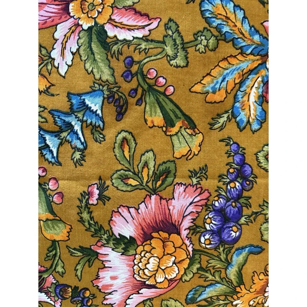 Vintage Retro Fringe‎ Tablecloth 1970 green 44X56 floral colorful!